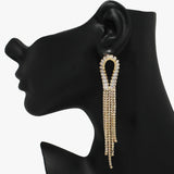89250, CUBIC ZIRCONIA WITH RHINESTONE DROP EARRING