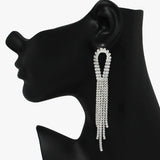 89250, CUBIC ZIRCONIA WITH RHINESTONE DROP EARRING