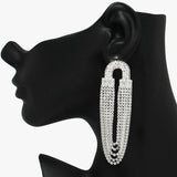 89251, CUBIC ZIRCONIA WITH RHINESTONE DROP EARRING