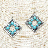 Western Turquoise Stone Diamond Earring