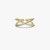 89303, X SHAPE PAVE ONE SIZE RING *GOLD DIPPED