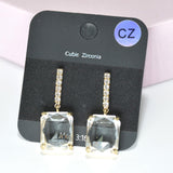 89386, RECTANGLE CUBIC ZIRCONIA POST EARRING