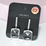 89386, RECTANGLE CUBIC ZIRCONIA POST EARRING