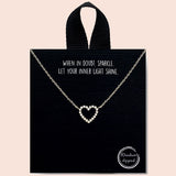 89429, OPEN HEART PAVE CUBIC ZIRCONIA NECKLACE