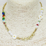 89440, FLOWER MULTI BEADED NECKLACE