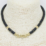 89442, DAINTY PAVE HEART CHARM HEISHI BEAD NECKLACE