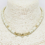 89442, DAINTY PAVE HEART CHARM HEISHI BEAD NECKLACE