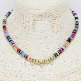 89442, DAINTY PAVE HEART CHARM HEISHI BEAD NECKLACE