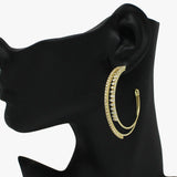 89449, PAVE RHINESTONE DOUBLE HOOP EARRING
