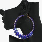 89460, TEARDROP ACCENT RHINESTONE HOOP EARRING
