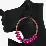 89460, TEARDROP ACCENT RHINESTONE HOOP EARRING