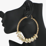 89460, TEARDROP ACCENT RHINESTONE HOOP EARRING