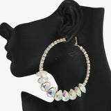89460, TEARDROP ACCENT RHINESTONE HOOP EARRING