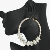 89460, TEARDROP ACCENT RHINESTONE HOOP EARRING