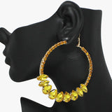 89460, TEARDROP ACCENT RHINESTONE HOOP EARRING