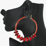 89460, TEARDROP ACCENT RHINESTONE HOOP EARRING