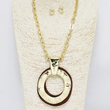 89470, GEOMETRIC ROUND PENDANT NECKLACE