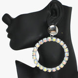Oversized Round Rhinestone Earring - view 2