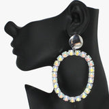 Oversized Oval Rhinestone Earring - view 2
