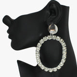 Oversized Oval Rhinestone Earring - view 3