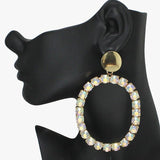 Oversized Oval Rhinestone Earring - view 4