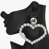 Oversized Heart Rhinestone Earring - view 2