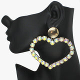 Oversized Heart Rhinestone Earring - view 3
