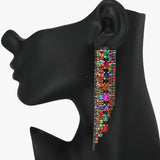 89475, MULTI RHINESTONE DROP EARRING