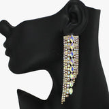 89475, MULTI RHINESTONE DROP EARRING