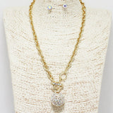 89486, PAVE ROUND CHARM TOGGLE NECKLACE