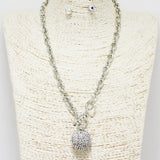 89486, PAVE ROUND CHARM TOGGLE NECKLACE