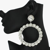Oversized Round Rhinestone Evening Earring