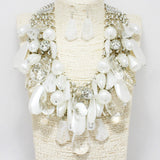 89495, FRESHWATER PEARL N ACRYLIC CLUSTER STATEMENT NECKLACE