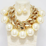 89496, CHUNKY PEARL DANGLE STATEMENT NECKLACE