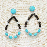 Western Teardrop Wooden Bead Earring