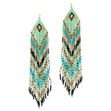 89548, LONG SEED BEADED FRINGE EARRING