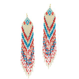 89548, LONG SEED BEADED FRINGE EARRING