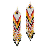 89548, LONG SEED BEADED FRINGE EARRING
