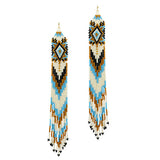 89549, LONG SEED BEADED FRINGE EARRING