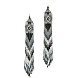 89549, LONG SEED BEADED FRINGE EARRING