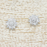 89580, FLOWER CUBIC ZIRCONIA STUD EARRING