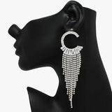89610, "C" SHAPE BAGUETTE CUBIC ZIRCONIA DROP EARRING
