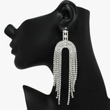 89611, ARCH SHAPE CRYSTAL RHINESTONE EARRING