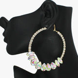 89615, TEARDROP ACCENT RHINESTONE HOOP EARRING