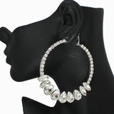 89615, TEARDROP ACCENT RHINESTONE HOOP EARRING