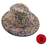 89662, BLING RHINESTONE STUDDED FEDORA HAT / RED BOTTOM