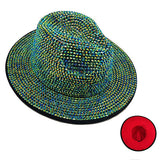 89662, BLING RHINESTONE STUDDED FEDORA HAT / RED BOTTOM