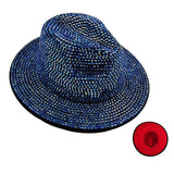 89662, BLING RHINESTONE STUDDED FEDORA HAT / RED BOTTOM