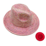 89662, BLING RHINESTONE STUDDED FEDORA HAT / RED BOTTOM