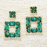 89693, MULTI RHINESTONE SQUARE EVENING EARRING